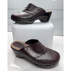 Women’s RIALTO Veva Wedge Faux Leather Comfort Clogs, Size 7.5M, Brown